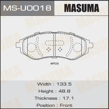 MSU0018 MASUMA Комплект тормозных колодок