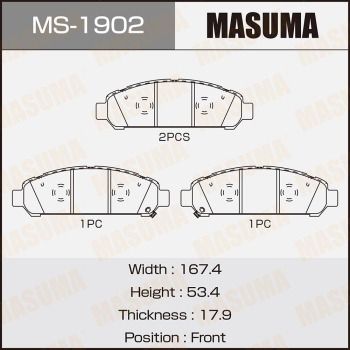 MS1902 MASUMA Комплект тормозных колодок