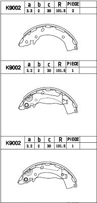 K9002 ASIMCO Комплект тормозных колодок