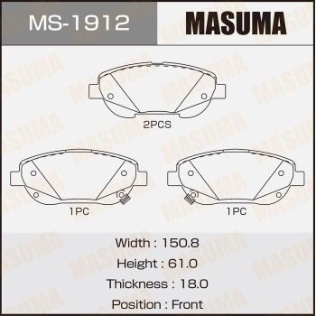 MS1912 MASUMA Комплект тормозных колодок