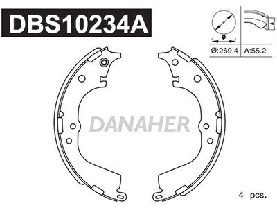 DBS10234A DANAHER Комплект тормозных колодок