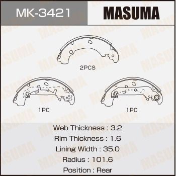MK3421 MASUMA Комплект тормозных колодок
