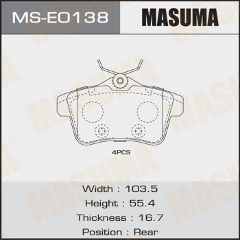 MSE0138 MASUMA Комплект тормозных колодок