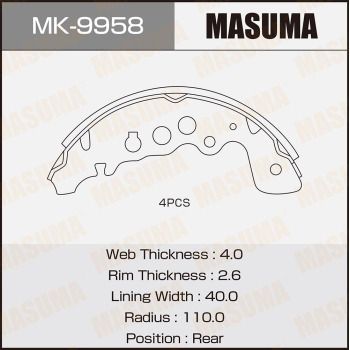 MK9958 MASUMA Комплект тормозных колодок