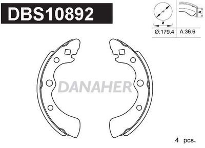 DBS10892 DANAHER Комплект тормозных колодок