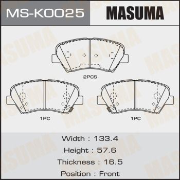 MSK0025 MASUMA Комплект тормозных колодок