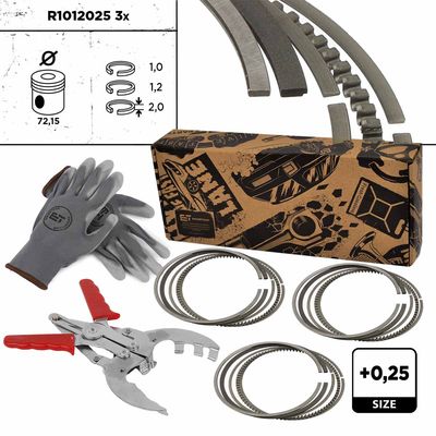 R1012025VR2 ET ENGINETEAM Комплект поршневых колец