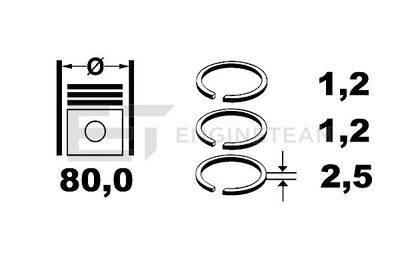 R4000500 ET ENGINETEAM Комплект поршневых колец