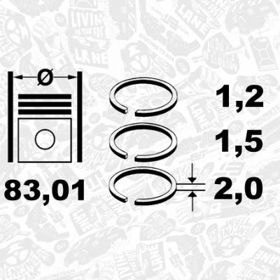 R1012450 ET ENGINETEAM Комплект поршневых колец