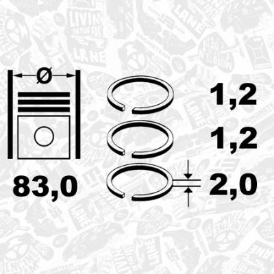 R1010550 ET ENGINETEAM Комплект поршневых колец