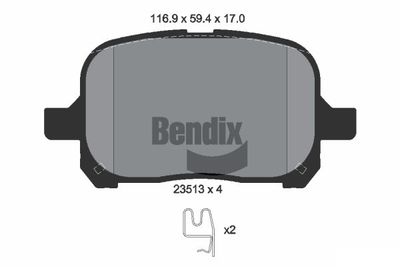 BPD1998 BENDIX Braking Комплект тормозных колодок, дисковый тормоз