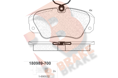 RB0989700 R BRAKE Комплект тормозных колодок, дисковый тормоз