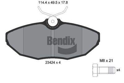 BPD1976 BENDIX Braking Комплект тормозных колодок, дисковый тормоз