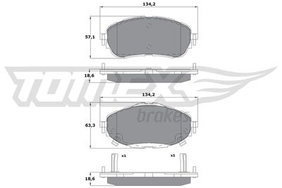 TX1699 TOMEX Brakes Комплект тормозных колодок, дисковый тормоз