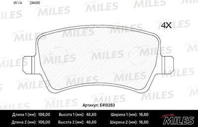 E410263 MILES Комплект тормозных колодок, дисковый тормоз