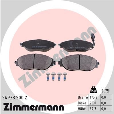 247382002 ZIMMERMANN Комплект тормозных колодок, дисковый тормоз