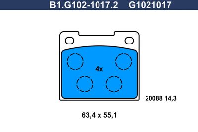 B1G10210172 GALFER Комплект тормозных колодок, дисковый тормоз