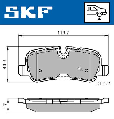 VKBP90257 SKF Комплект тормозных колодок, дисковый тормоз