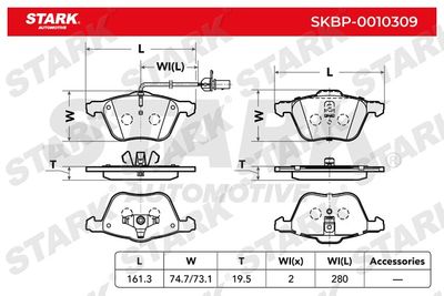 SKBP0010309 Stark Комплект тормозных колодок, дисковый тормоз