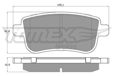 TX1638 TOMEX Brakes Комплект тормозных колодок, дисковый тормоз