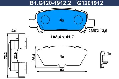 B1G12019122 GALFER Комплект тормозных колодок, дисковый тормоз