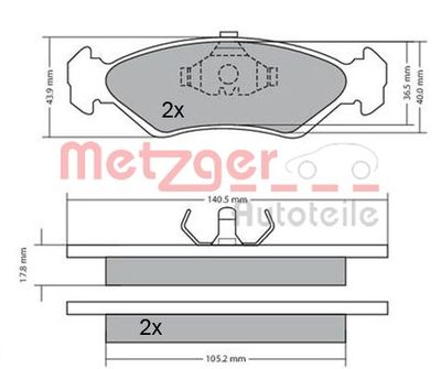 1170181 METZGER Комплект тормозных колодок, дисковый тормоз