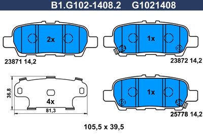 B1G10214082 GALFER Комплект тормозных колодок, дисковый тормоз
