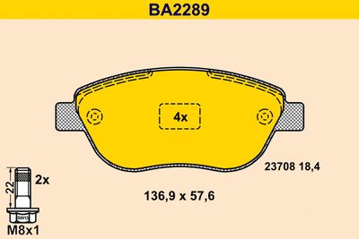 BA2289 BARUM Комплект тормозных колодок, дисковый тормоз