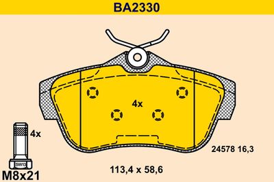 BA2330 BARUM Комплект тормозных колодок, дисковый тормоз