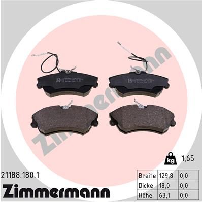 211881801 ZIMMERMANN Комплект тормозных колодок, дисковый тормоз