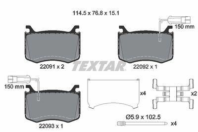 2209101 TEXTAR Комплект тормозных колодок, дисковый тормоз