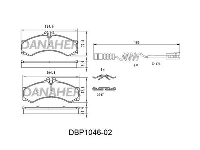 DBP104602 DANAHER Комплект тормозных колодок, дисковый тормоз