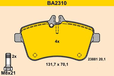BA2310 BARUM Комплект тормозных колодок, дисковый тормоз