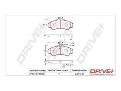 DP1010100874 Dr!ve+ Комплект тормозных колодок, дисковый тормоз