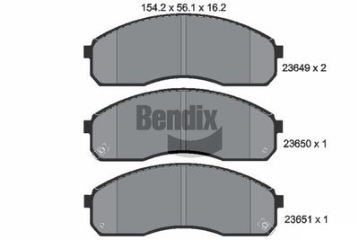 BPD2023 BENDIX Braking Комплект тормозных колодок, дисковый тормоз