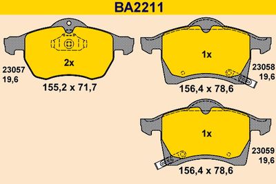 BA2211 BARUM Комплект тормозных колодок, дисковый тормоз