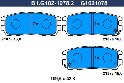 B1G10210782 GALFER Комплект тормозных колодок, дисковый тормоз