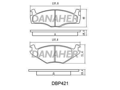 DBP421 DANAHER Комплект тормозных колодок, дисковый тормоз