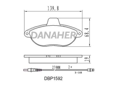 DBP1592 DANAHER Комплект тормозных колодок, дисковый тормоз