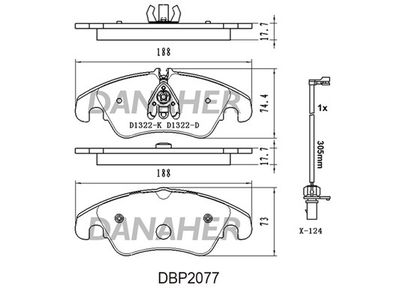 DBP2077 DANAHER Комплект тормозных колодок, дисковый тормоз