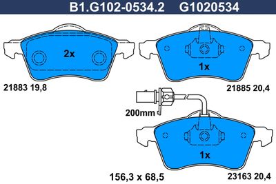 B1G10205342 GALFER Комплект тормозных колодок, дисковый тормоз