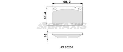 AA0365 BRAXIS Комплект тормозных колодок, дисковый тормоз