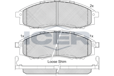 181703 ICER Комплект тормозных колодок, дисковый тормоз