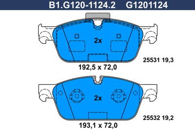 B1G12011242 GALFER Комплект тормозных колодок, дисковый тормоз