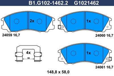 B1G10214622 GALFER Комплект тормозных колодок, дисковый тормоз