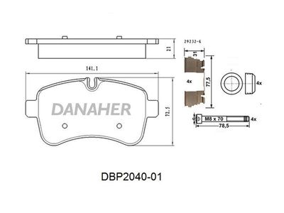 DBP204001 DANAHER Комплект тормозных колодок, дисковый тормоз