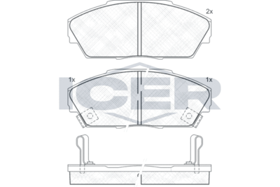 180704 ICER Комплект тормозных колодок, дисковый тормоз