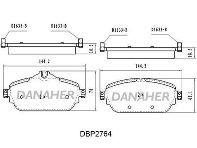 DBP2764 DANAHER Комплект тормозных колодок, дисковый тормоз