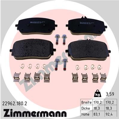 229621802 ZIMMERMANN Комплект тормозных колодок, дисковый тормоз