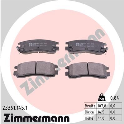 233611451 ZIMMERMANN Комплект тормозных колодок, дисковый тормоз